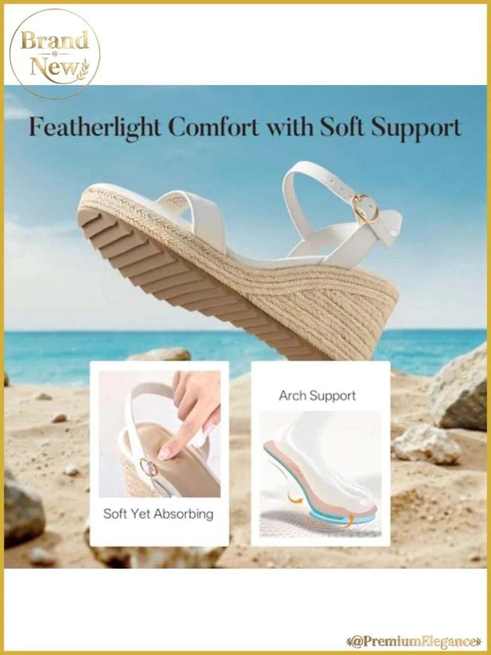 Platform Wedge Sandals Womens Open Toe Ankle Strap Espadrille High Heel 3.4 Inch
